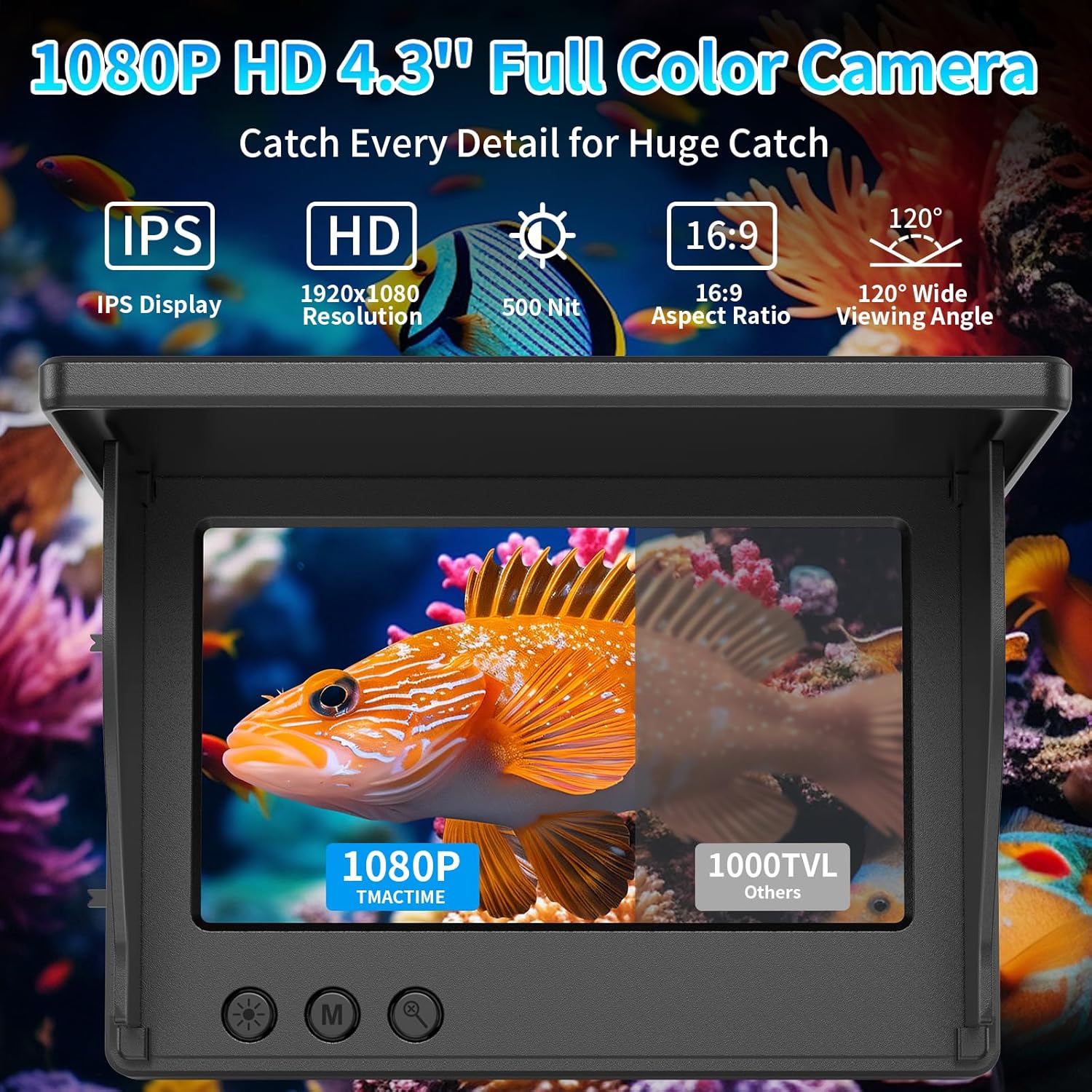 수중 낚시 카메라 4.3인치 LCD 디스플레이 1080 - Fishing Depth Finder 리뷰 및 가격
